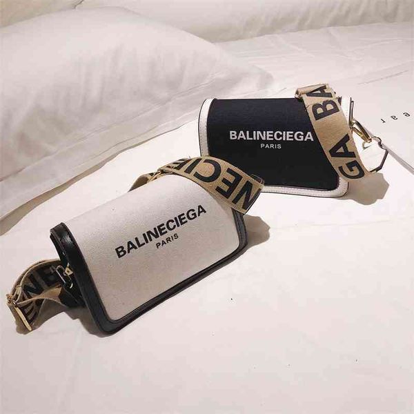 

canvas letter printed small square bag women fashion wide shoulder strap messenger single 60% off wholesale sales