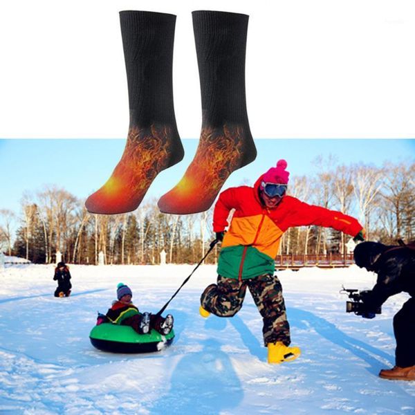 

sports socks thermal cotton heated sport ski winter foot warmer electric warming sock battery power men women, Black