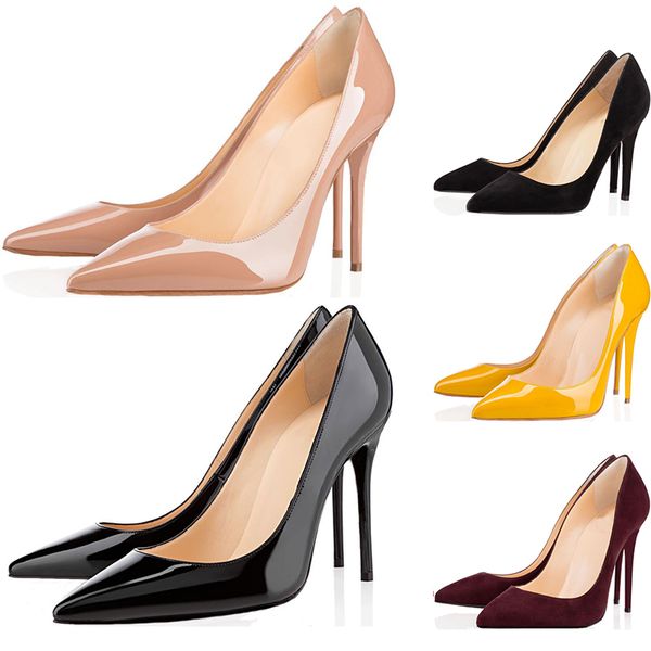 

new women shoes red bottoms high heels pointed toe red sole 8cm 10cm 12cm pumps come dust bags wedding shoes, Black