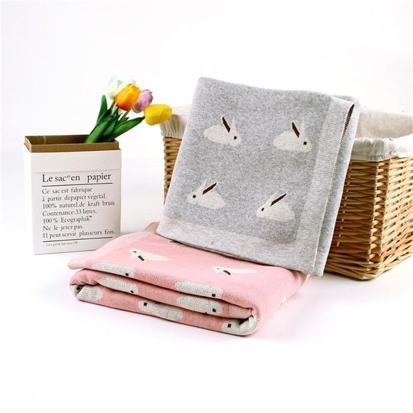 

baby blankets knitted newborn swaddle wrap blanket cartoon rabbit toddler pgraph props multifunction children covers 100*80 y201009