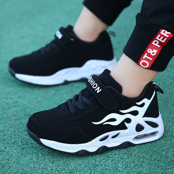 

2020 fashion breathable sport sneakers school spring big children kids running shoes for boys size 29-39 b55, Black