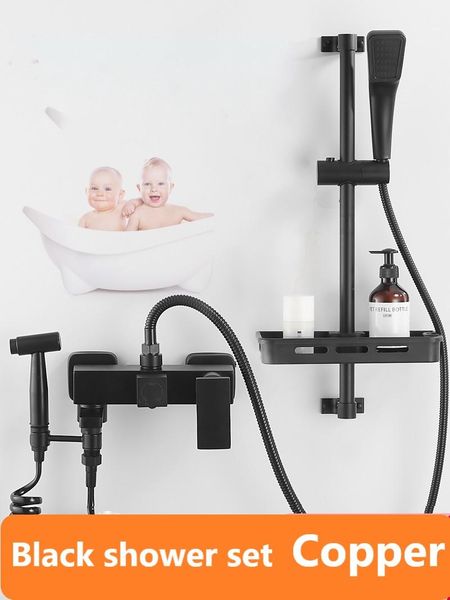 

bathroom shower sets black set with and cold copper pressurized
