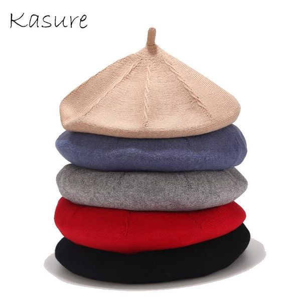 

kasure women fashion solid color wool flat cap hat felt beret hats women winter french hat girls autumn winter beret, Blue;gray