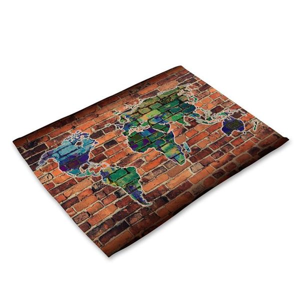 

world map kitchen placemat coaster dining table mats cotton linen pad bowl cup mat 4232cm home decor f wmtnww