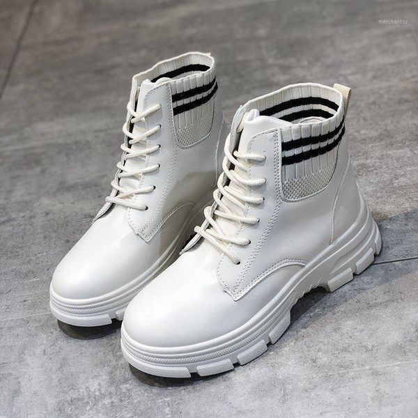 

women white sock boots high platform shoes punk boots gothic shoes female lace up elgant ankle 2021 women black sock1
