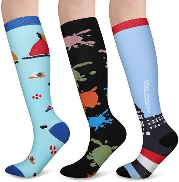 

men's socks running men women sports black compression varicose vein stocking stretch pressure circulation stockings 15-20 mmhg