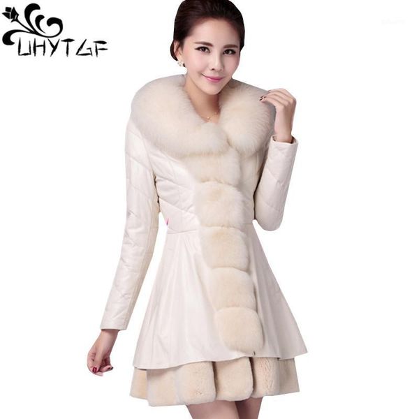 

uhytgf s-7xl plus size jacket women fashion fur collar autumn winter fur coat luxury pu leather jacket loose female coat 1191, Black