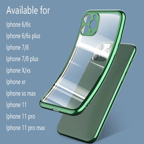 

camera lens electroplated soft tpu cases for iphone 6 7 8 x 11 pro max shockproof