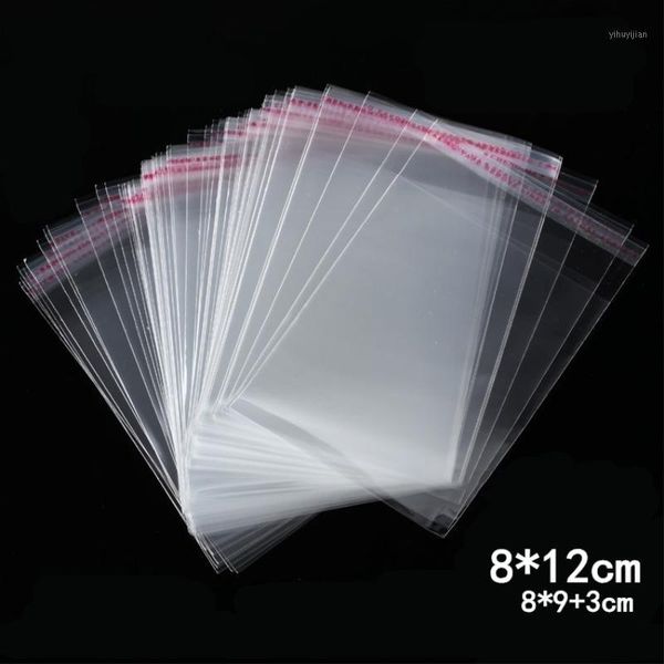 

1000pcs 8*12cm clear self adhesive plastic bag resealable christmas gift cookie candy packaging bag home wedding decoration1