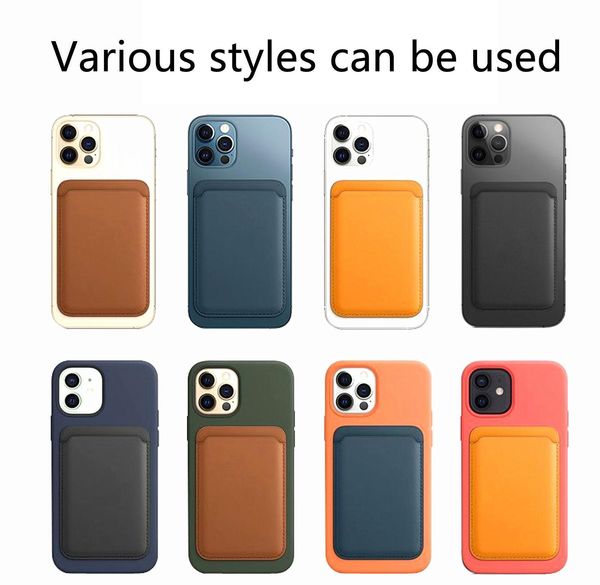 

universal phone back slot wallet card for iphone 12 pro max 12 mini case luxury leather magnetic pouch card holder pocket sqcaaze