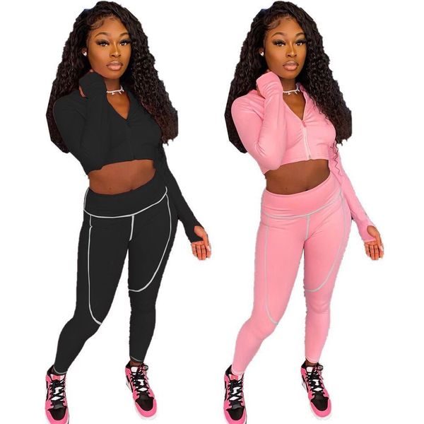 

women new style all-match zipper casual two-piece pants