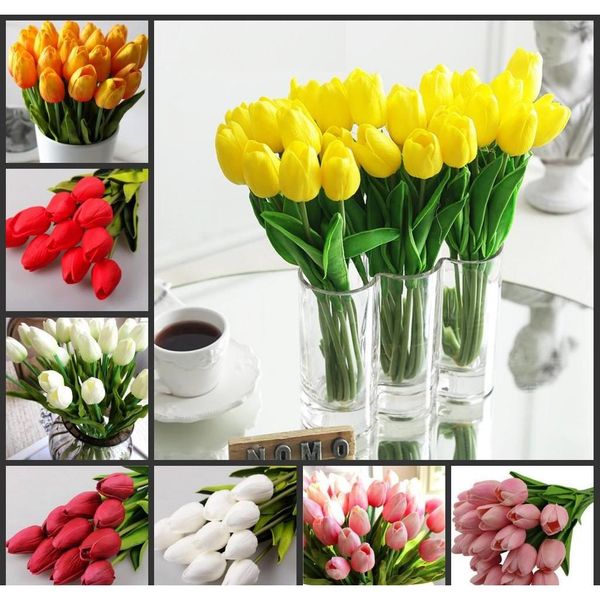 

100 pcs/lot tulip artificial flower pu artificial bouquet real touch flowers for home wedding decoratiom supplies