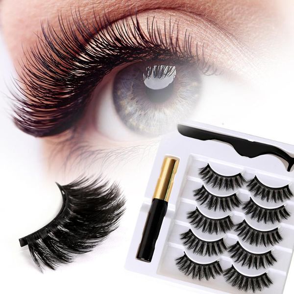 

false eyelashes 3/5 pairs magnetic with eyeliner natural look 3d set eyelash liquid eyeliner&tweezer makeup eye lashes