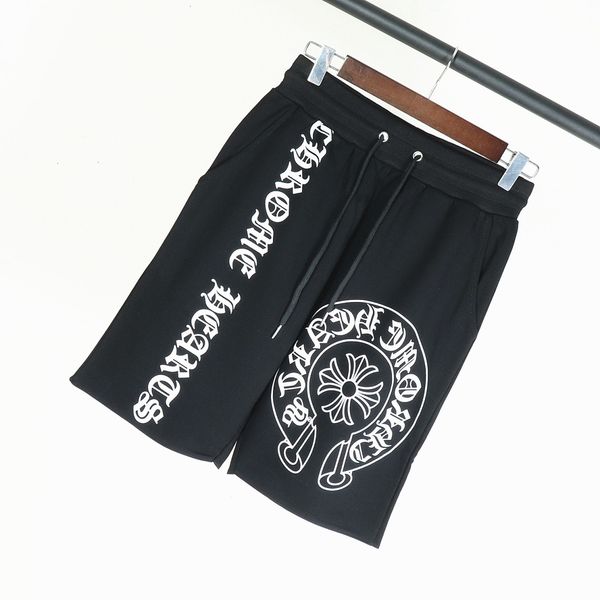 

summer 19ss new fashion ch horseshoe sanskrit three dimensional terry leisure sports shorts men's and women's middle pants, Black