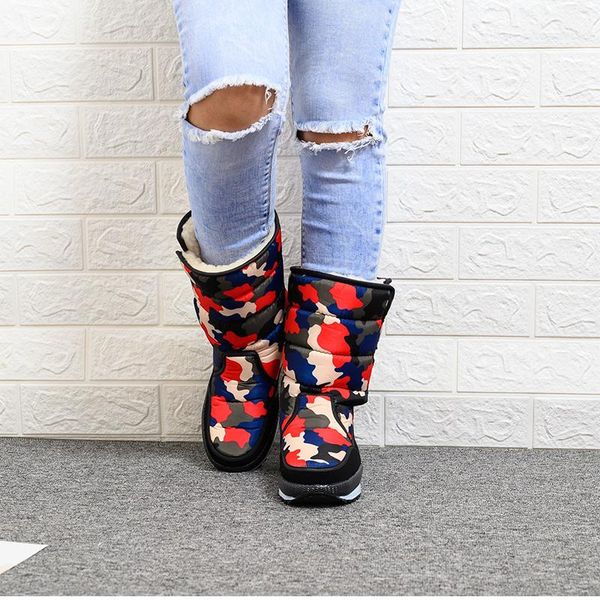 

boots woman outdoor camouflage snow heels hasp shoes women's thin women decoration female pumps round toe pu faux fur ankle, Black