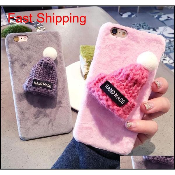

cute cases for iphone 11 pro max 6 6s 7 8 x plus xr xs max candy fuzzy lovely plush hat warm fur ball knitted qyluml yhshop2010