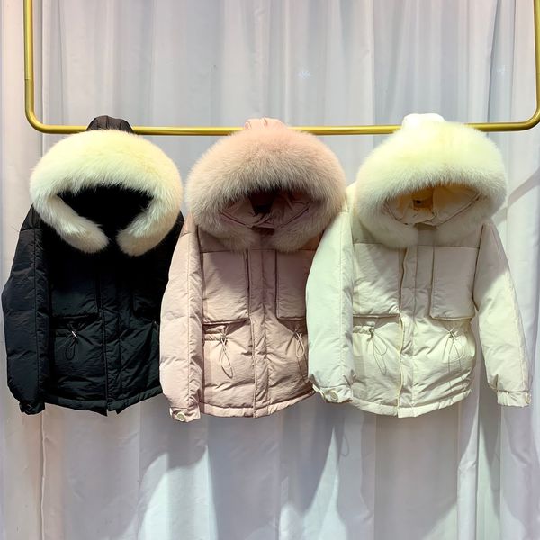 

big fox neck 2019 white duck feather warm thick woman with hood paka woman's winter coat downstairs