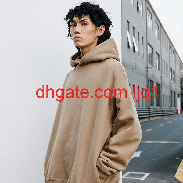 

wxwovdy men's autumn and winter pure hip hop fashion brand plush over size shoulder casual hooded men's sweater, Black