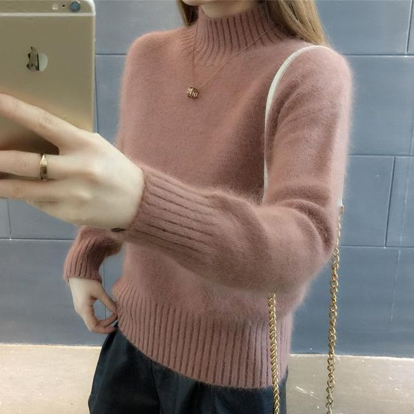 

mink cashmere winter women turtleneck sweaters new fashion thick warm knitted jumper clothes female pullovers plus size 3xl, White;black
