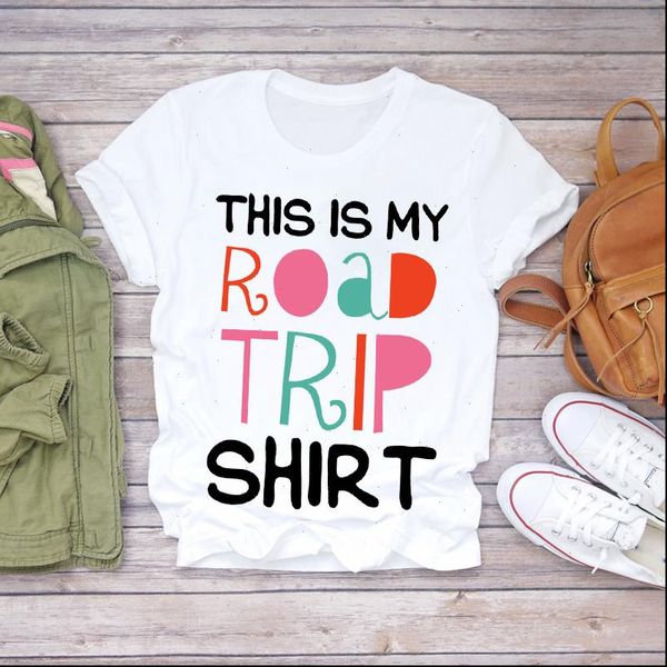 

women 2021 summer letter road trip cute printed cartoon print lady t shirts t shirt ladies womens graphic female tee t, White