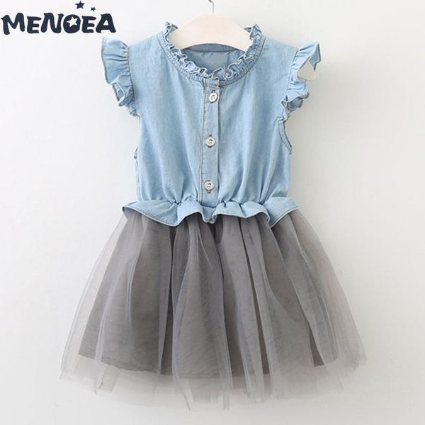 

girl's dresses menoea girls fashion children's clothes cute sleeveless baby denim dress kids clothing princess for 3-7y1, Red;yellow