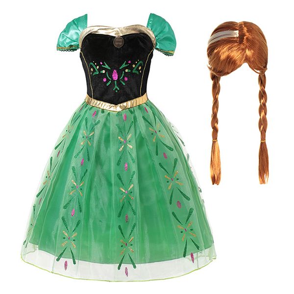 

girls ana elza princess dress kids costumes ana cornation dresses for girl child halloween birthday cosplay party fancy gown 201006, Blue