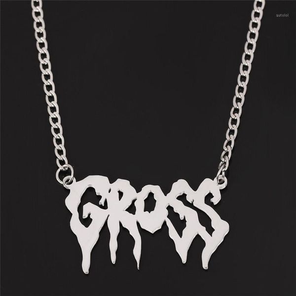 

hip hop gross pendant necklace letter necklaces women men gothic stainless steel necklace harajuku ins collares mujer1, Silver