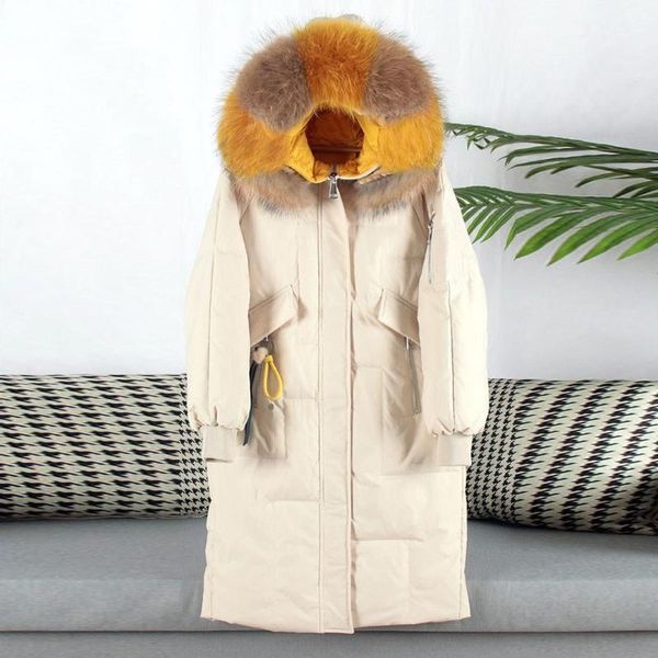 

women long sleeve thicken fur collar coat parka casual parka streetwear1, Black