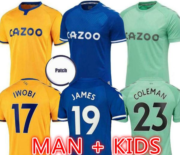 

man kids 2020 2021 everton james soccer jersey keane richarlison sigurdsson football shirt andre gomes digne uniform calvert lewin camesita, Black;yellow