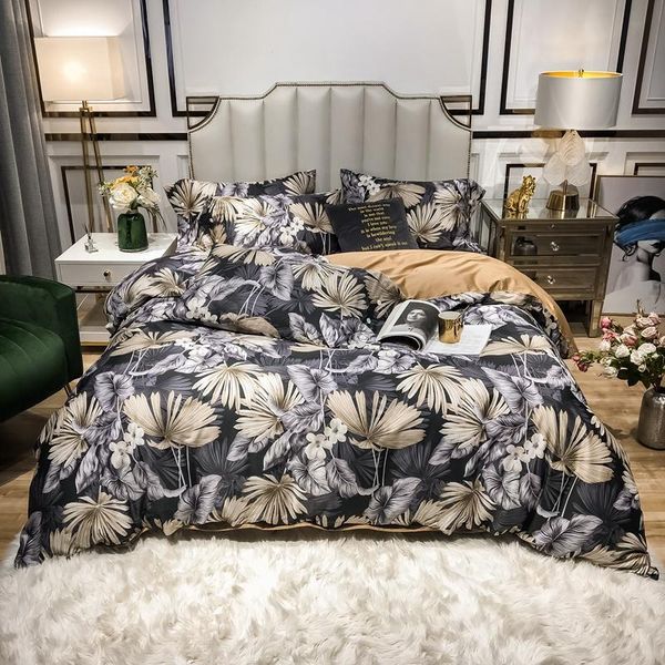 

2021 luxury european retro style 600tc egyptian cotton digital printing bedding set duvet cover flat/fitted sheet pillowcases