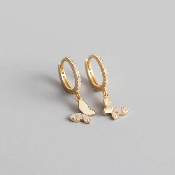 

hoop & huggie 925 sterling silver butterfly earrings for women shiny cz gold jewelry gifts, Golden;silver