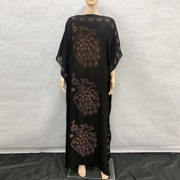 

new african dresses peacock gold rhinestones cotton chiffon long dashiki dress with scarf for lady african clothes dress 1028#1, Red