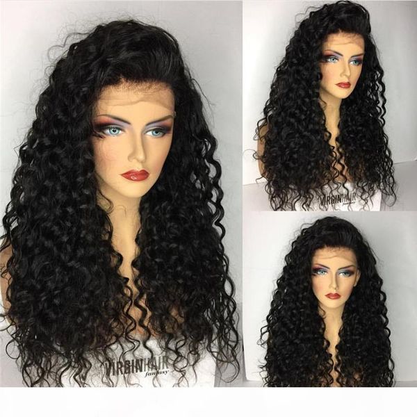 

150 denaity glueless lace front human hair wigs deep wave kinky curly full lace wigs fast shipping soft hair wholesale price, Black;brown