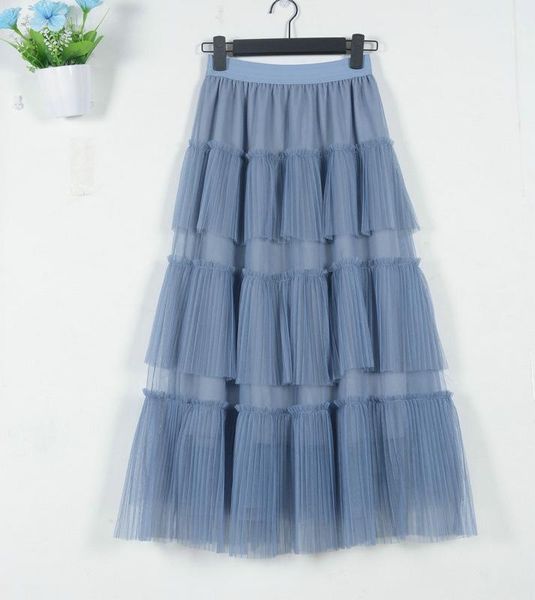 

net yarn cake skirt over the fire of new fund of 2018 autumn winters skirts female fashion veil pleated skirt1, Black
