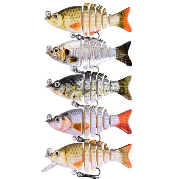 

5pcs winter fishing gear bionic mini multi-section swim hard bait 5cm/2.4g artificial wobbler rotating trolling pike ca qylgrc