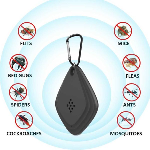 Portatile USB Repeller elettronico della zanzara Portachiavi Ultrasonic Mosquito Killer Fly Insect Bug Spider Pest Repellent per la casa Campeggio all'aperto