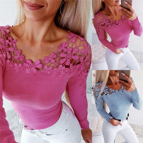 

selling lace blouses women off shoulder shirt lace shirt long sleeve slim summer street wear new female 1, White