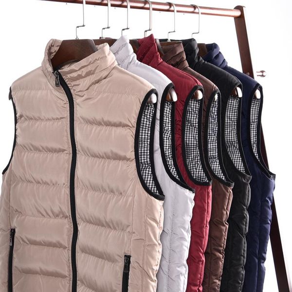 

2020 casual vest men winter sleeveless jackets male new fashion style solid waistcoat men's autumn warm outwear plus size, Black;white