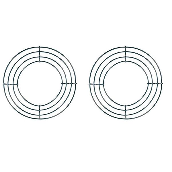 

2 pack wire wreath frame wire wreath making rings green for new year valentines decoration (8 inch