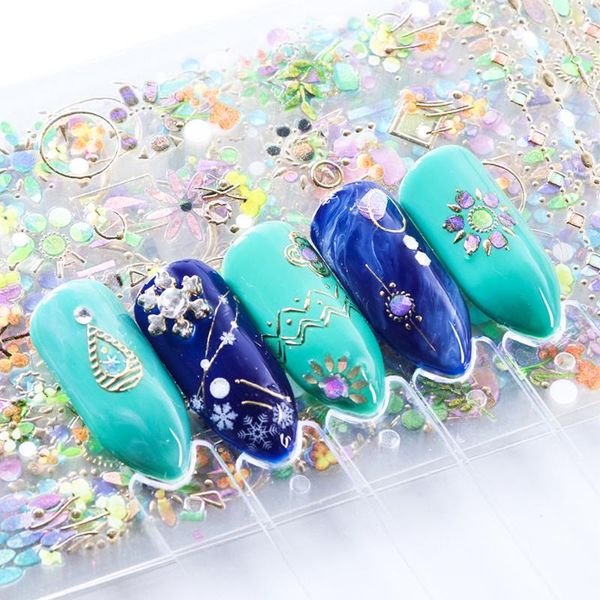 

navida 1 set 3d adhesive sticker bronzing tips multi-shape star moon circle snowflake female cross-border trend nail decoration, Black