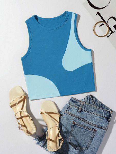 

colorblock rib-knit tank a7tn#, White