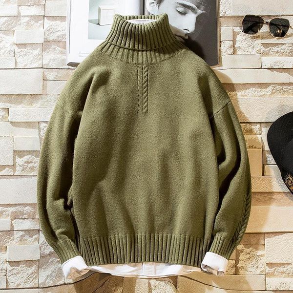 

turtleneck knitted 2021 autumn winter wool sweater men slim sweater comfort pullover men casual striped warm tee brand clothing1, White;black