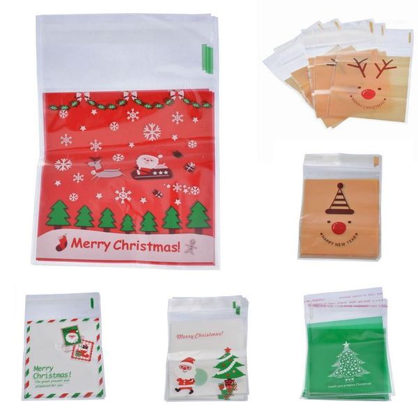 

christmas decorations 50pc self sealing bags plastic candy cookies pouch gift adhesive resealable year bag pouch1