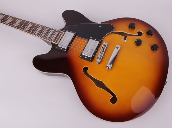 

classical sunburst color electric jazz guitar