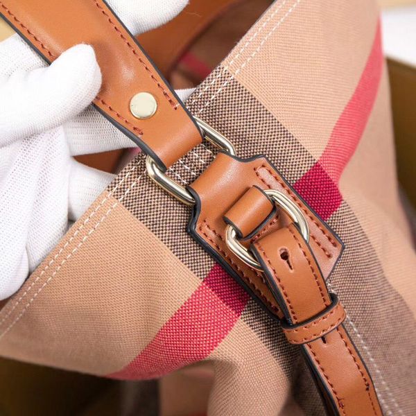 

women bucket bag crossbody handbags purses lady real leather bag detachable wallet pocket classic canvas plaid