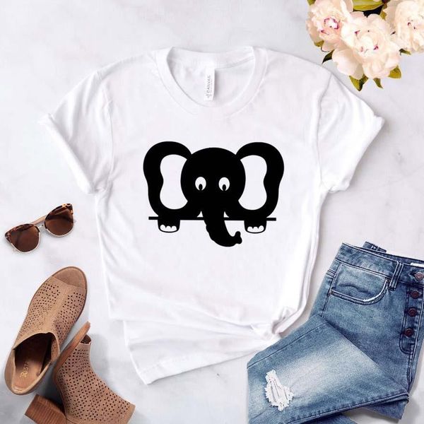 

poeking слон женская футболка хлопок повседневная смешная футболка подарок для леди yong girl top tee 6 цвета капельницы s-815, White