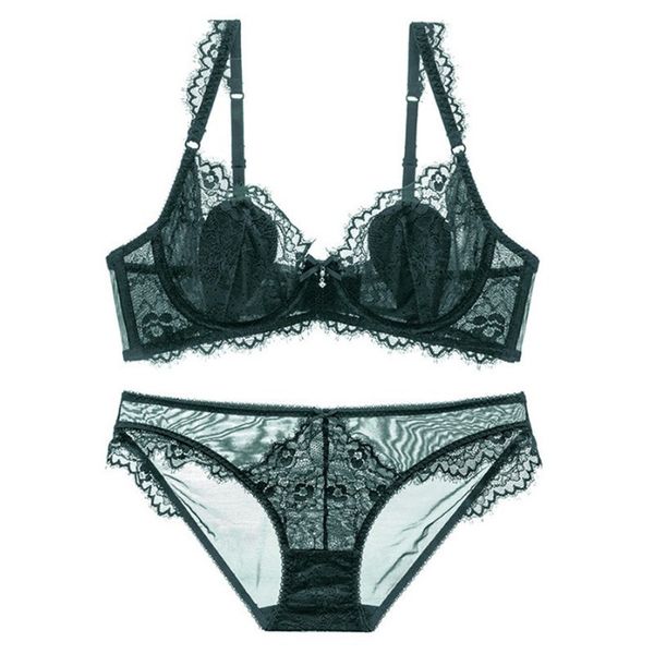 

comfortable breathable convertible straps underwire back closure solid color lace women bras and briefs set, Red;black