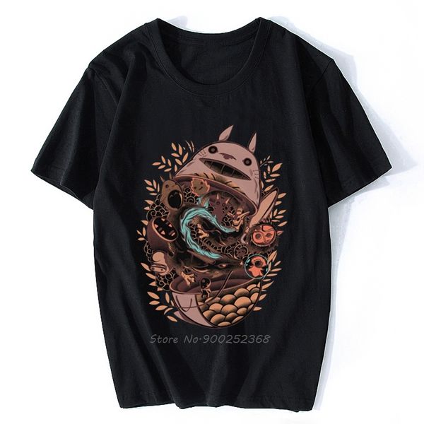 

funny my neighbor totoro men's short sleeve studio ghibli spirited away hayao miyazaki summer cotton hoodie designers t shirts sweatshi