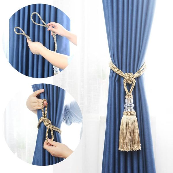 

1pc new crystal beaded tassel curtain tieback decorative curtain tie home decor cord for curtains buckle rope room accessories h jlladi