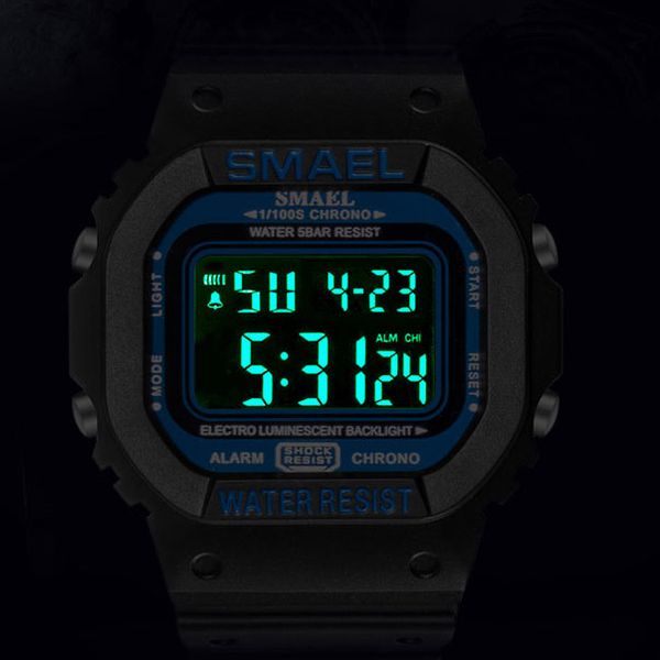 

new 39mm smael square ditigal watch boy mens student waterproof luminous fashion trend watch blue inner black plastic wristwatches a01b3, Slivery;brown